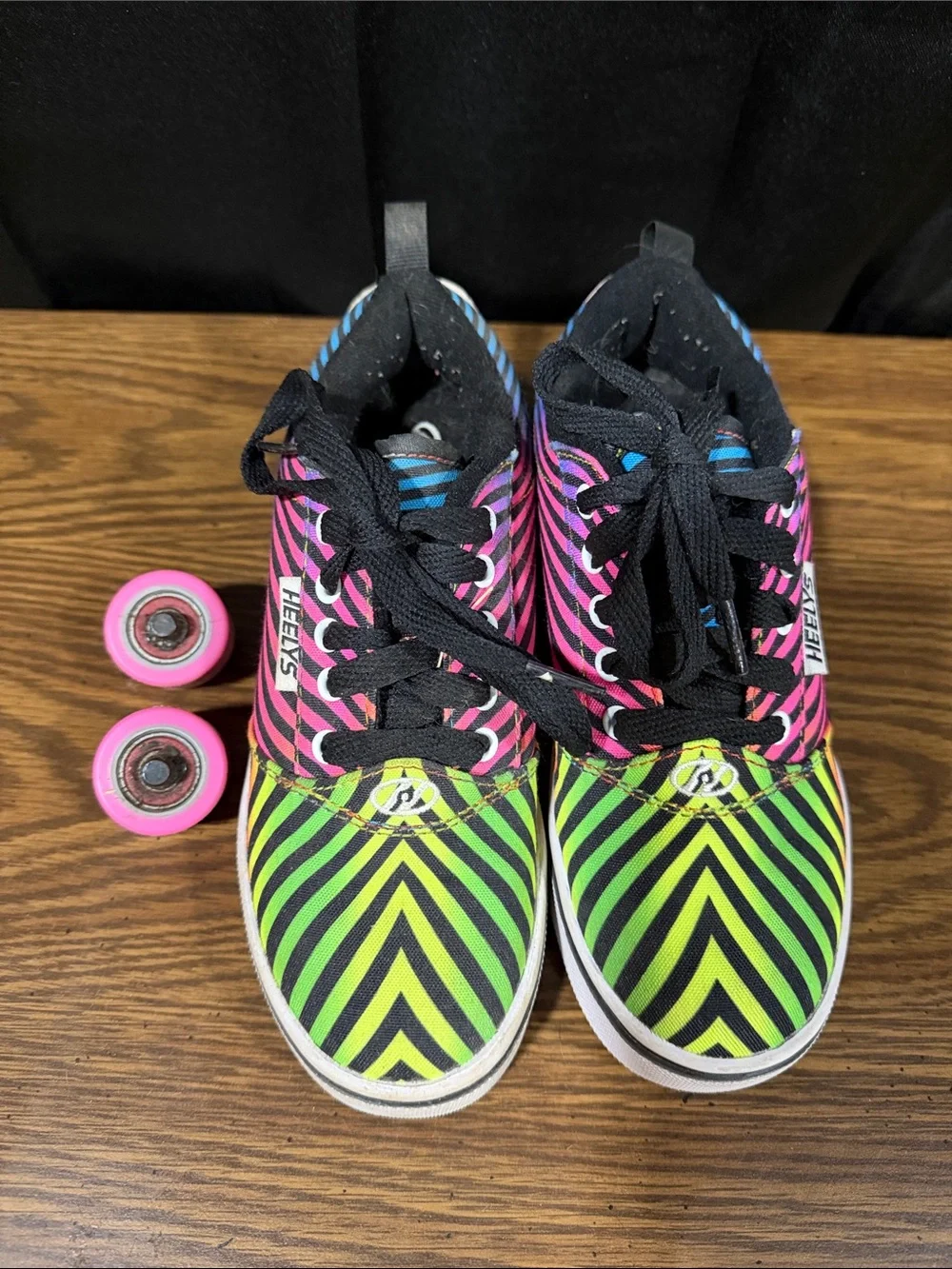 Heelys Kids' Neon Zebra Stripe Sneakers - Pink, Green & Black